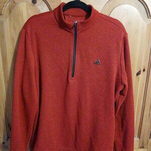 Adidas Golf Men's Large Red 1/4 Zip Performance Stretch Long Sleeve Pullover EUC
